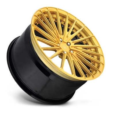 Porsche forjado roda o alumínio que da liga da pintura do ouro de 22 polegadas 2 partes forjaram as bordas 5x112 5x130 das rodas