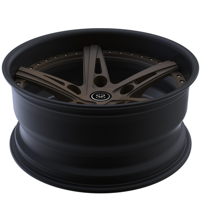 centro de bronze Matte Black Face Forged Rims 20x9 de 2 partes rodas direcionais do defensor da liga de 20 polegadas