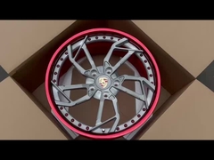 Alças forjadas personalizadas de disco cinza e barril vermelho para Porsche