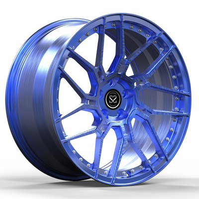 Azul escovado 1 parte forjou raios Monoblock das rodas para bordas luxuosas da liga de alumínio do carro