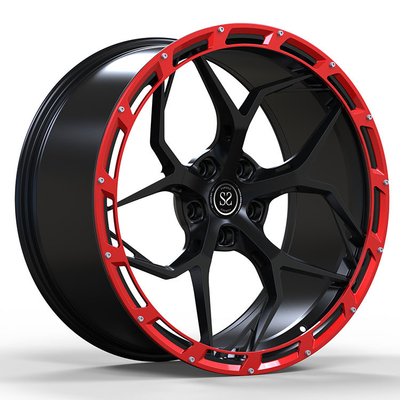 Os raios pretos Monoblock anéis de 1 tampa vermelhos forjados luxuosos das rodas da parte ligam bordas