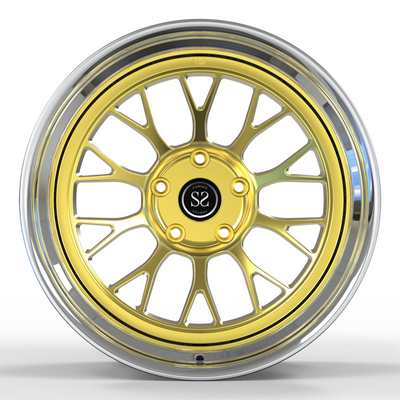 O ouro que profundo do prato 2 partes forjaram as rodas lustrou bordas negativas do offset 19X12j Porsche Gt4 das rodas