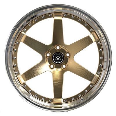 o luxo 19inch 2 partes forjou as rodas que o disco claro do ouro lustrou os bordos para Audi S3