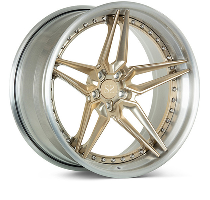 Liga de alumínio Audi Forged Wheels 6061 - T6 cetim Grey Barrel Shape Rim preto 24inches