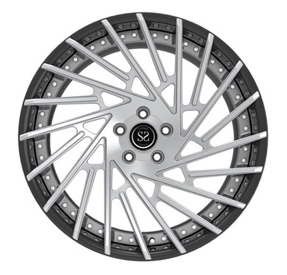O centro escovado 2-Piece forjou bordas da liga de alumínio do raio das rodas multi