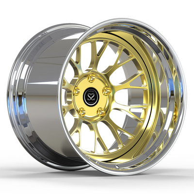 O ouro que profundo do prato 2 partes forjaram as rodas lustrou bordas negativas do offset 19X12j Porsche Gt4 das rodas