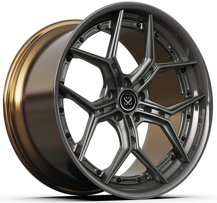 Jantes 20x9 ET35/20x10 ET40/5x112/66.6 Cinza Disco E Barril Bronze Satinado 2-PC Rodas de Carro de Luxo Jantes Para Carros Universais