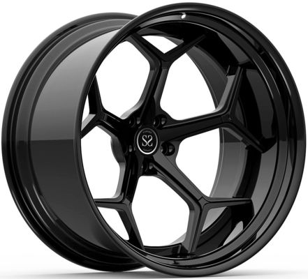 Gloss preto 2 peças rodas forjadas personalizadas PCD 6061 T6 Alumínio liga borda forjada