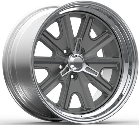 Rodas Forjadas de 3 peças 18x7.0 e 18x9.5 com Borda Polida e Disco Cinza para Mustang.