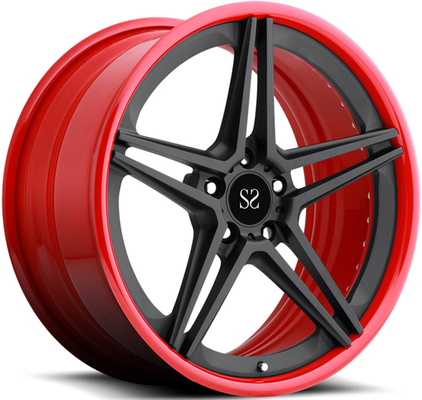 21inch 9.5J personalizou bordas da liga 2-PC para Ferrari 458 Speciale que o preto vermelho do brilho forjou as rodas