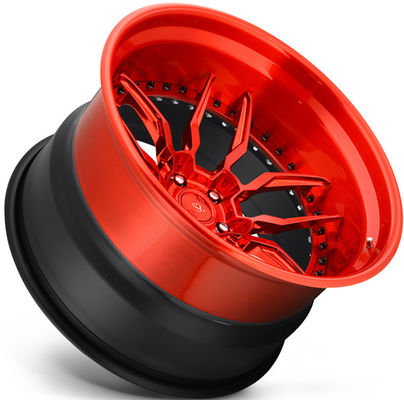 Rodas Forjadas Personalizadas de 3 peças Vermelho Brilhante 1990 Mustang 18x8.0 e 18x10