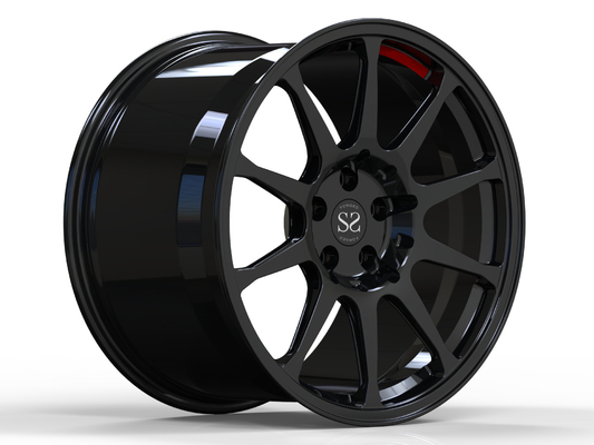 O preto do brilho de Audi R8 2 partes do raio vermelho forjou polegadas de alumínio das rodas as 18-22
