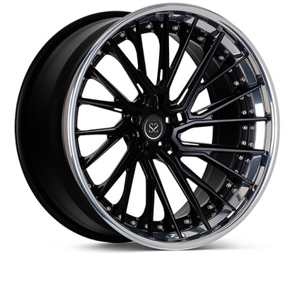 A liga de alumínio desconcertada forjou Matte Black Rims 3 partes lustradas