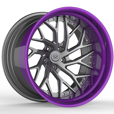 O roxo que de Matte Gun Metal Disc Lip a liga de alumínio orlara 2 partes 19inch S5 19x9.5 19x12 desconcertou as rodas de carro