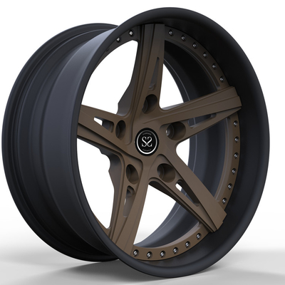 centro de bronze Matte Black Face Forged Rims 20x9 de 2 partes rodas direcionais do defensor da liga de 20 polegadas