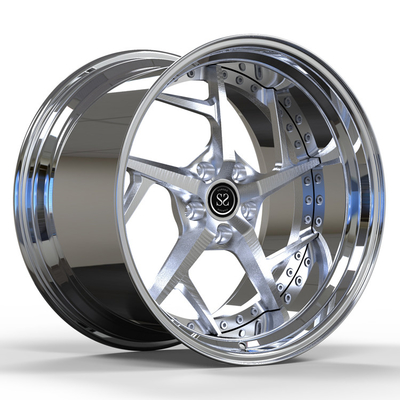 O raio escovado cara Chrome do revestimento roda 2 partes 18x7 19x12 desconcertou bordas do mustang da liga
